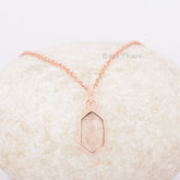 Morganite Necklace - 925 Silver - Rose Gold Plated Necklace - 8x15mm Hexagon - Jewelry Manufacturer - Gift For Her - Jewelry For Healing